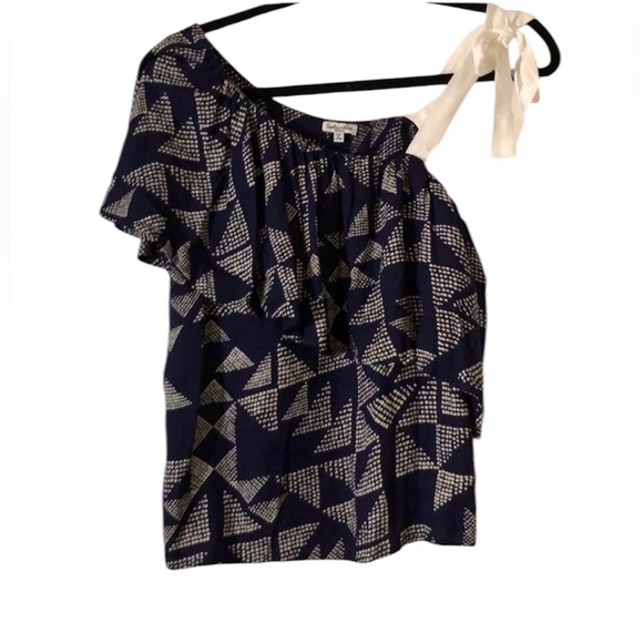 Splendid One Shoulder Geometric Ruffle Blouse | XL - Picture 1 of 6